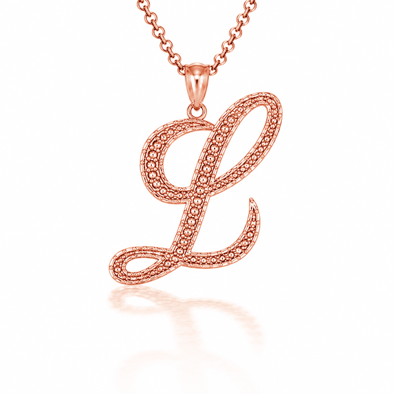Solid Gold Script Cursive Initial "A-Z" (Pendant)