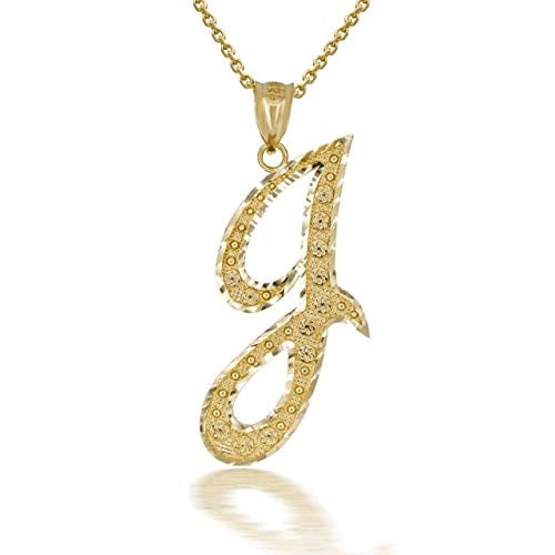 Solid Gold Script Cursive Initial "A-Z" (Pendant)
