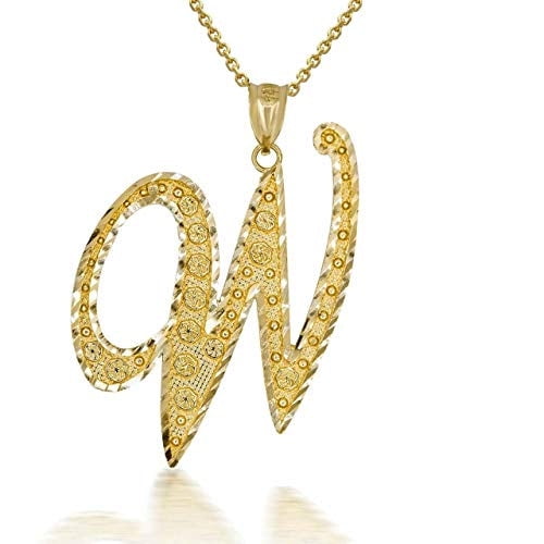 Solid Gold Script Cursive Initial "A-Z" (Pendant)