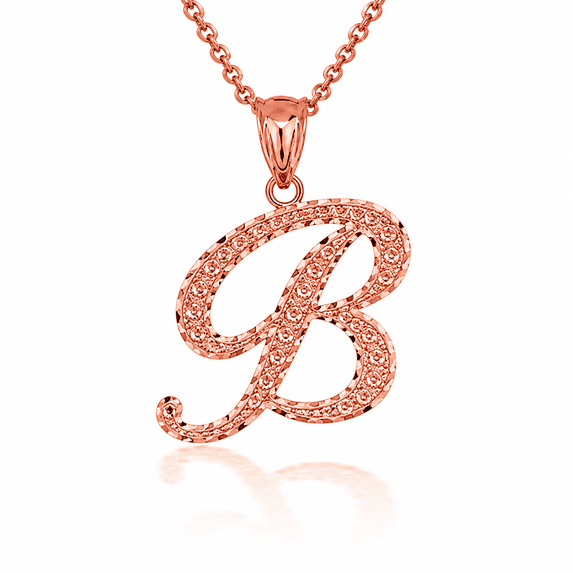 Solid Gold Script Cursive Initial "A-Z" (Pendant)