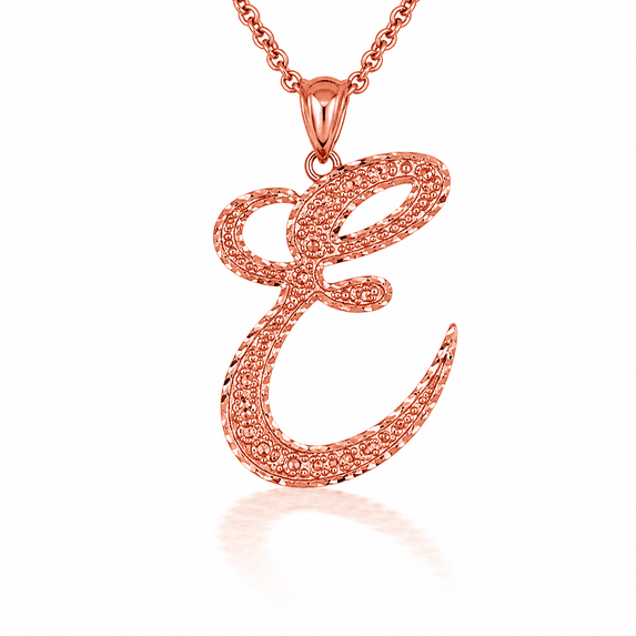 Solid Gold Script Cursive Initial "A-Z" (Pendant)