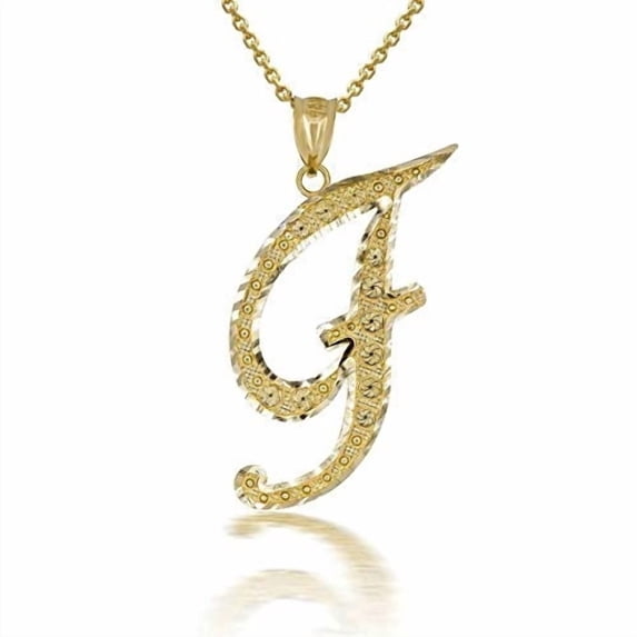 Solid Gold Script Cursive Initial "A-Z" (Pendant)