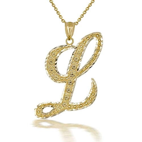 Solid Gold Script Cursive Initial "A-Z" (Pendant)