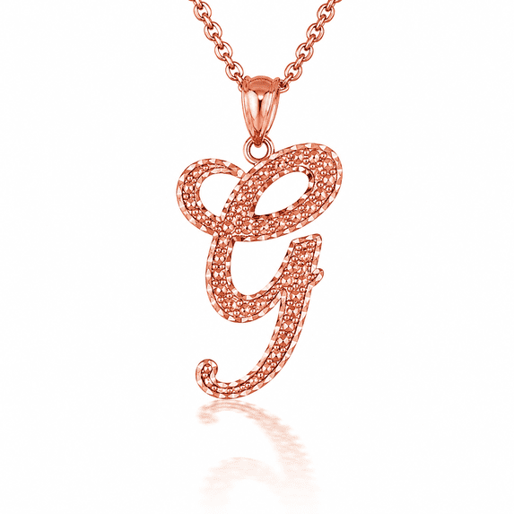 Solid Gold Script Cursive Initial "A-Z" (Pendant)