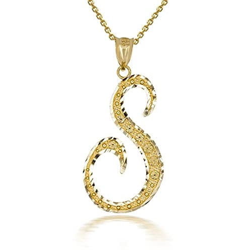 Solid Gold Script Cursive Initial "A-Z" (Pendant)