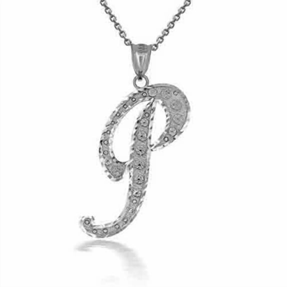Solid Gold Script Cursive Initial "A-Z" (Pendant)