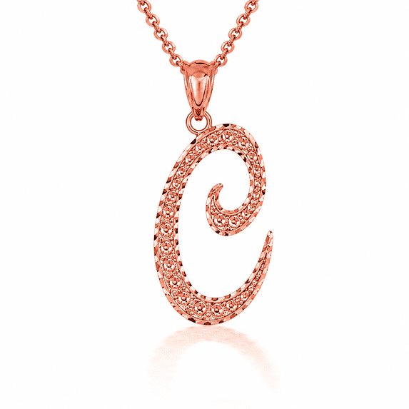Solid Gold Script Cursive Initial "A-Z" (Pendant)