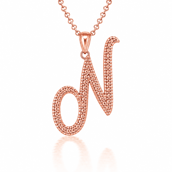 Solid Gold Script Cursive Initial "A-Z" (Pendant)