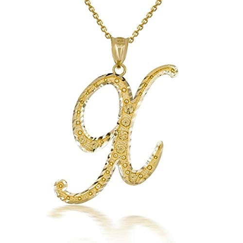 Solid Gold Script Cursive Initial "A-Z" (Pendant)
