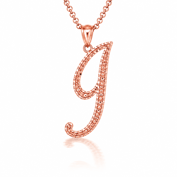 Solid Gold Script Cursive Initial "A-Z" (Pendant)