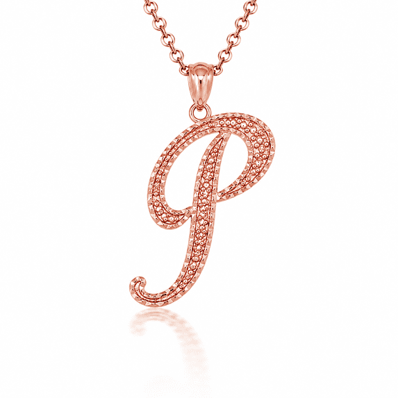 Solid Gold Script Cursive Initial "A-Z" (Pendant)