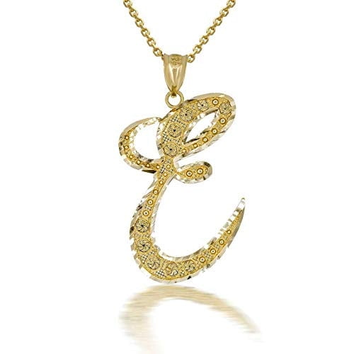 Solid Gold Script Cursive Initial "A-Z" (Pendant)