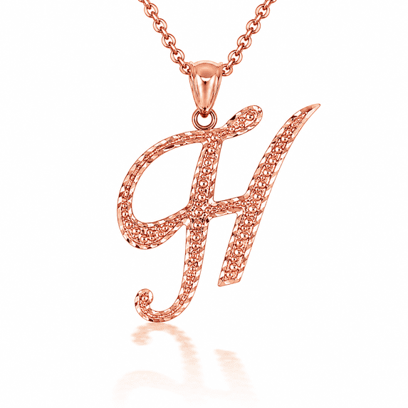 Solid Gold Script Cursive Initial "A-Z" (Pendant)