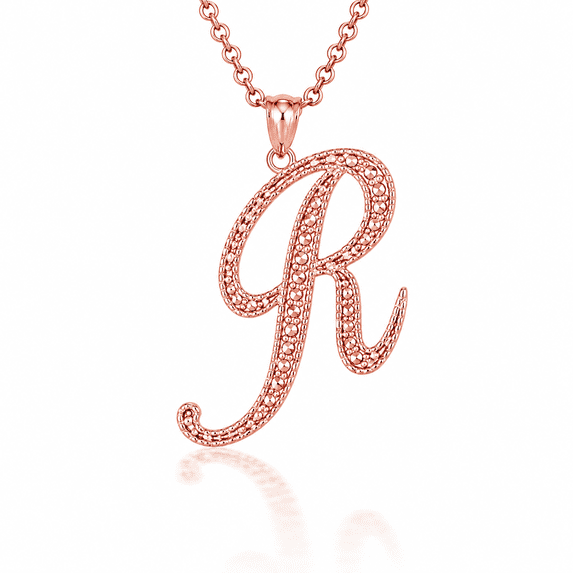 Solid Gold Script Cursive Initial "A-Z" (Pendant)