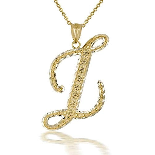 Solid Gold Script Cursive Initial "A-Z" (Pendant)