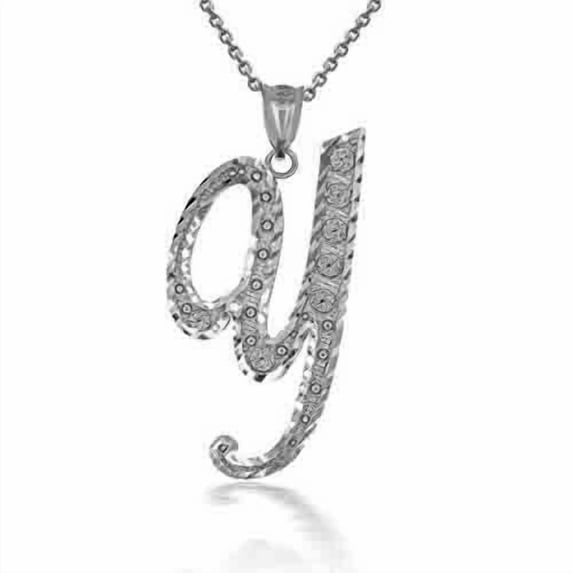 Solid Gold Script Cursive Initial "A-Z" (Pendant)