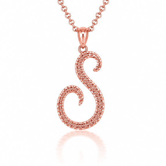 Solid Gold Script Cursive Initial "A-Z" (Pendant)