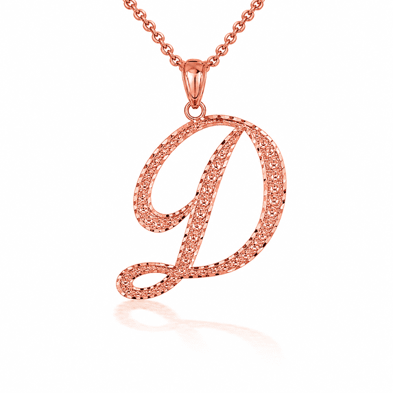 Solid Gold Script Cursive Initial "A-Z" (Pendant)