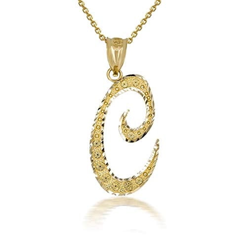 Solid Gold Script Cursive Initial "A-Z" (Pendant)