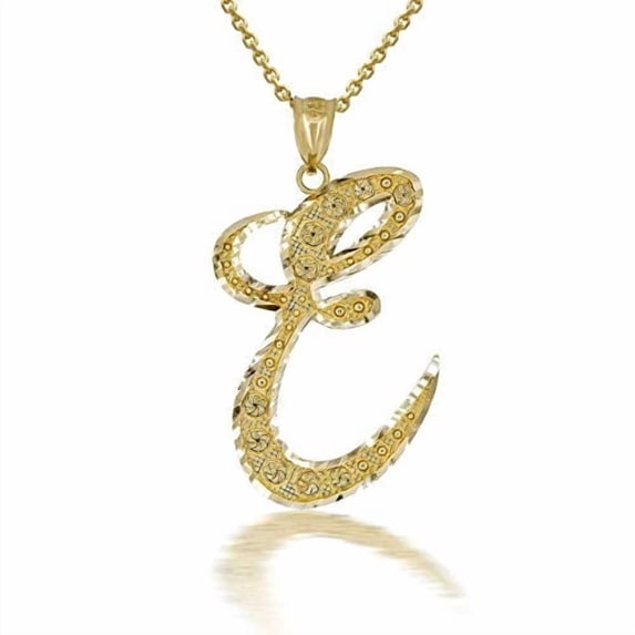 Solid Gold Script Cursive Initial "A-Z" (Pendant)