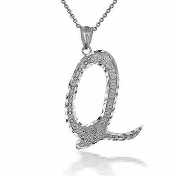 Solid Gold Script Cursive Initial "A-Z" (Pendant)