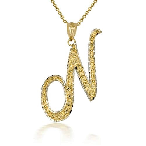 Solid Gold Script Cursive Initial "A-Z" (Pendant)