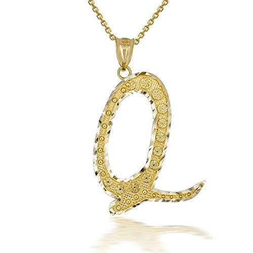 Solid Gold Script Cursive Initial "A-Z" (Pendant)