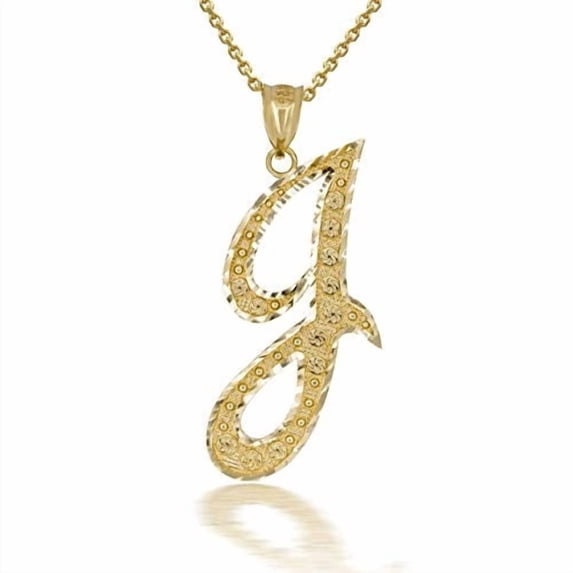 Solid Gold Script Cursive Initial "A-Z" (Pendant)
