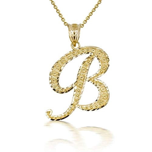 Solid Gold Script Cursive Initial "A-Z" (Pendant)