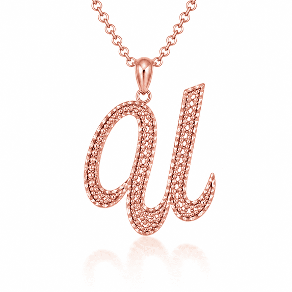 Solid Gold Script Cursive Initial "A-Z" (Pendant)