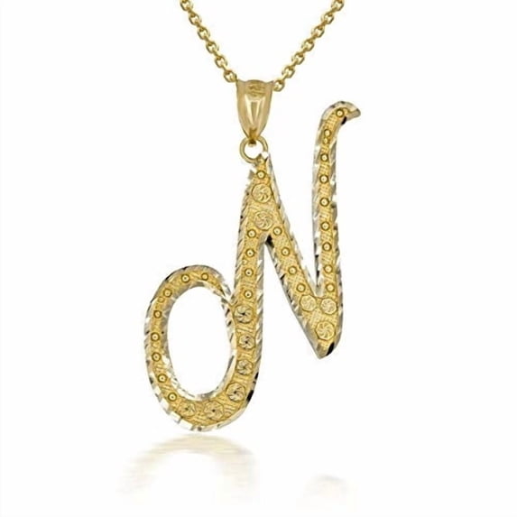Solid Gold Script Cursive Initial "A-Z" (Pendant)
