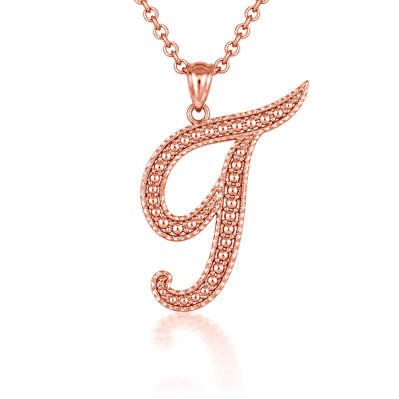 Solid Gold Script Cursive Initial "A-Z" (Pendant)
