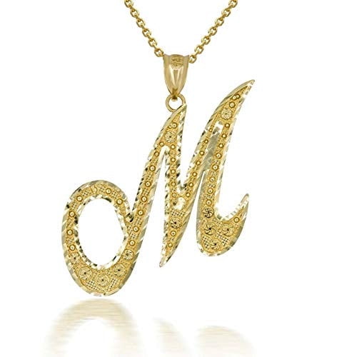 Solid Gold Script Cursive Initial "A-Z" (Pendant)