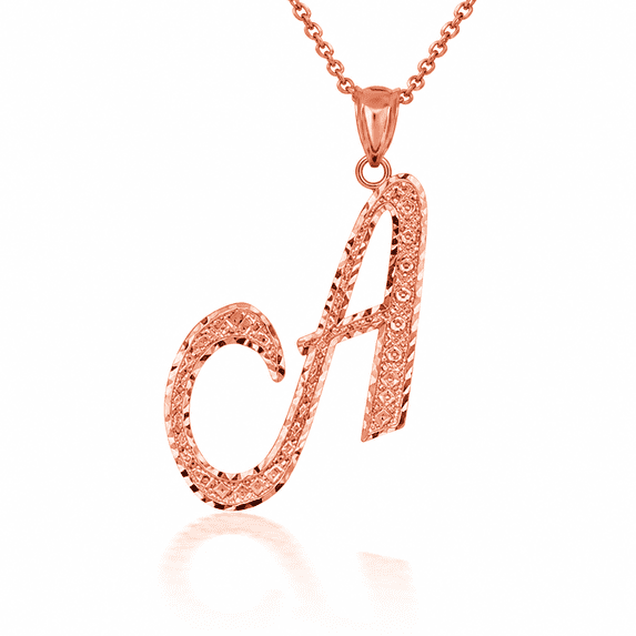 Solid Gold Script Cursive Initial "A-Z" (Pendant)