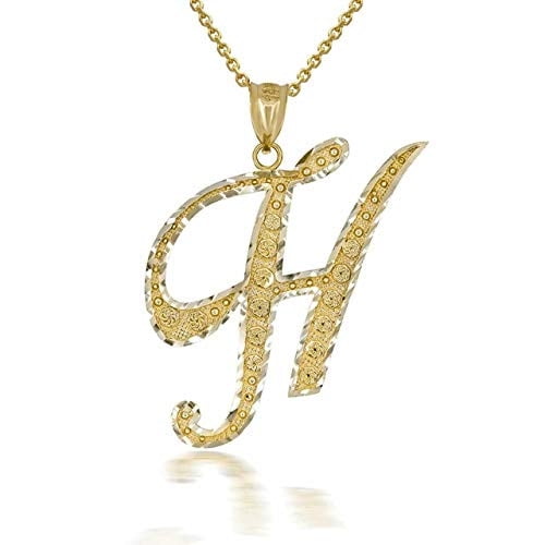 Solid Gold Script Cursive Initial "A-Z" (Pendant)