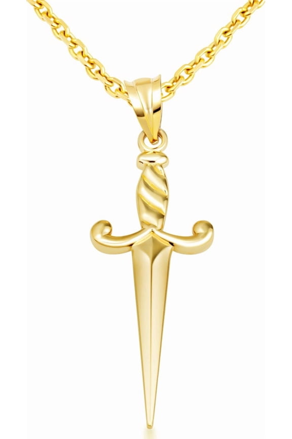 Solid Gold Sword Pendant Necklace (10K Yellow Gold, Pendant with 20" chain)