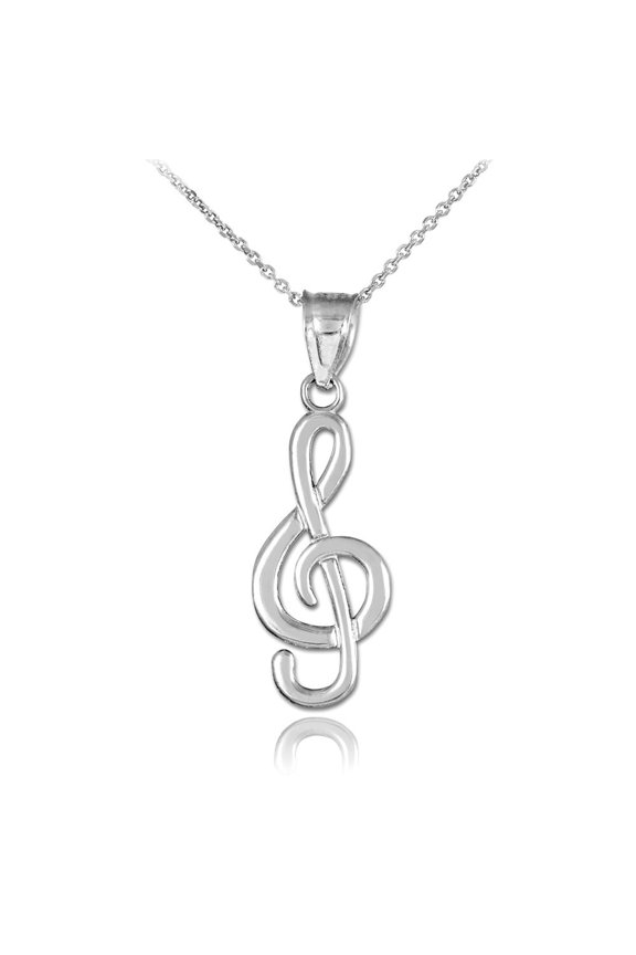 Solid Gold Treble Clef (10K White Gold, Pendant with 16" chain)