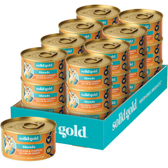 Solid Gold Wet Canned Cat Food, Nature's Harmony Chicken & Pumpkin for Sensitive Stomach Support & Digestive Health, 24 Pack