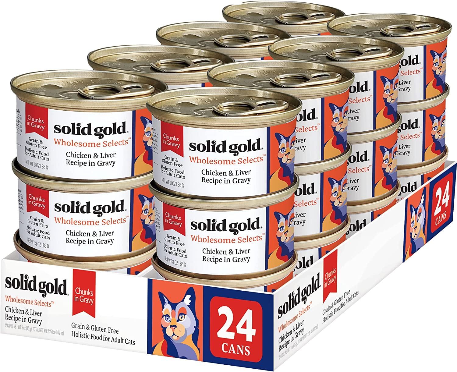 Solid Gold Wholesome Selects Senior Cat Canned Food, Chicken Liver & Pumpkin, 24 count