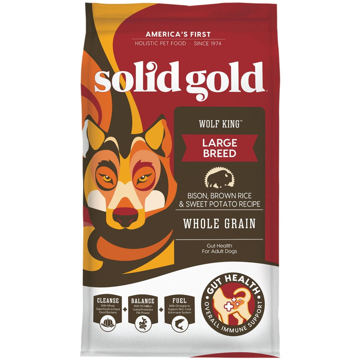 Solid Gold Wolf King Dog Food for Large Breeds, Bison, 12lb