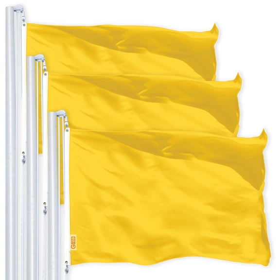 Solid Golden Yellow Color Flag 3x5FT 3-Pack Printed 150D Polyester By G128