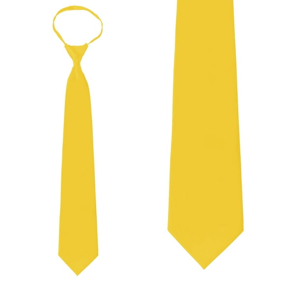 Solid Golden Yellow Zipper Tie Mens Pre-Tied Necktie…