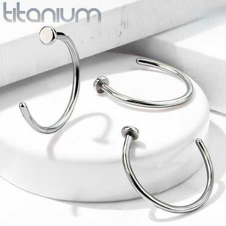 Solid Grade 23 Titanium Flat Disc Nose Hoop Ring