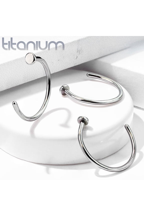 Solid Grade 23 Titanium Flat Disc Nose Hoop Ring