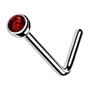Solid Grade 23 Titanium Press Fit Cubic Zirconia Micro Ball Top L Bend Stud Nose Ring