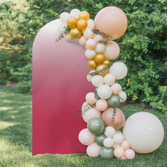 Solid Gradient Arch Backdrop Cover 4 FT, Polka Dot Red Wedding Arch Cover Stretchy Backdrop Stands Covers for Birthday Party Ceremony Banquet Decor