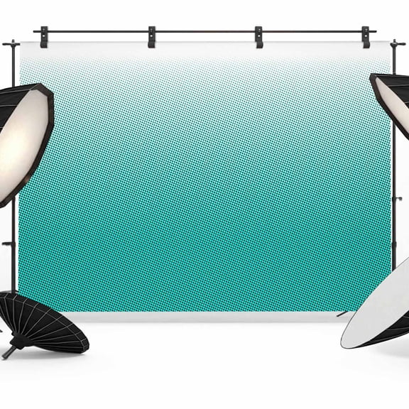Solid Gradient Backdrop for Photography, Polka Dot Turquoise Photo Backdrop Portrait Background Party Banner Photo Backgrounds for Studio Booth Props, 8x6ft