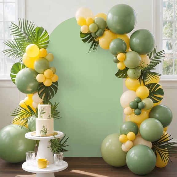 Solid Grass Arch Backdrop Cover, 6.6FT, Green Spandex Arch Covers Double-Sided Backdrop for Wedding Birthday Party Photo Background Decoration