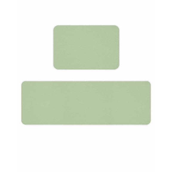 Solid Grass Kitchen Mats for Floor 2 Piece, Green Absorbent Non-Slip Kitchen Rugs Comfort Standing Mat for Laundry, Hallways 20"x24"+20"x48"