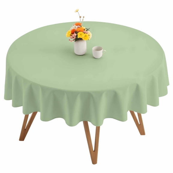 Solid Grass Round Tablecloth 54 inches Green Waterproof Oil-Proof Table Cloth Round Table Cover for Holiday Party Picnic Dinner Decor Indoor and Outdoor Use